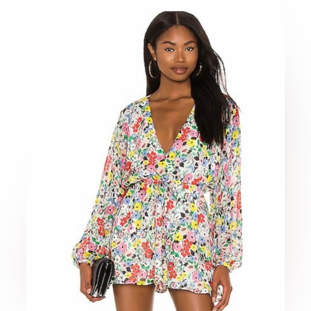 Yumi Kim RTR WT Naomi Floral White Long Sleeve Romper SZ S